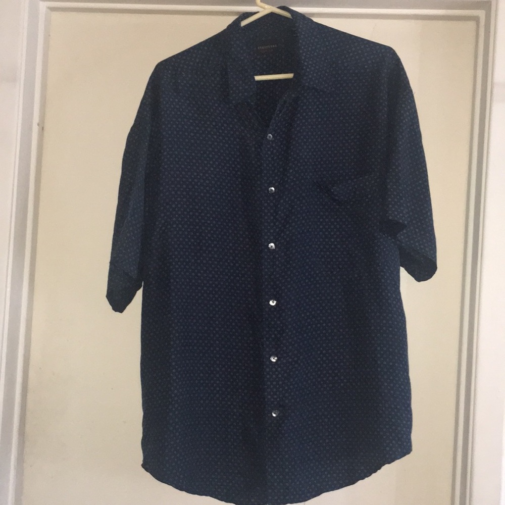 Structure Mens 100% Silk Short Sleeve Shirt Large